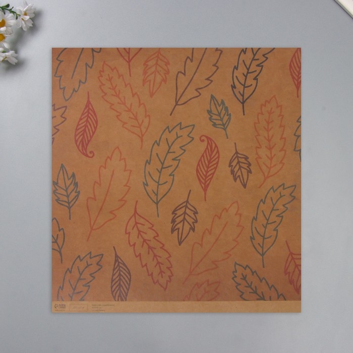 Бумага для скрапбукинга крафт Бумага для скрапбукинга крафт "Листья" плотность 180 гр набор 5 шт 30,5х32 см