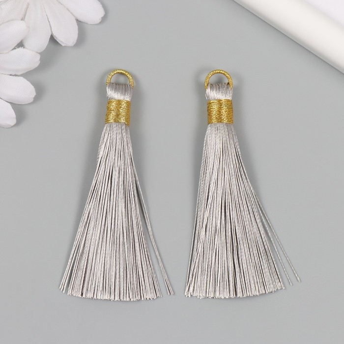 Декор для творчества текстиль Декор для творчества текстиль "Кисть. Оливия" серый набор 2 шт 8х1,2 см