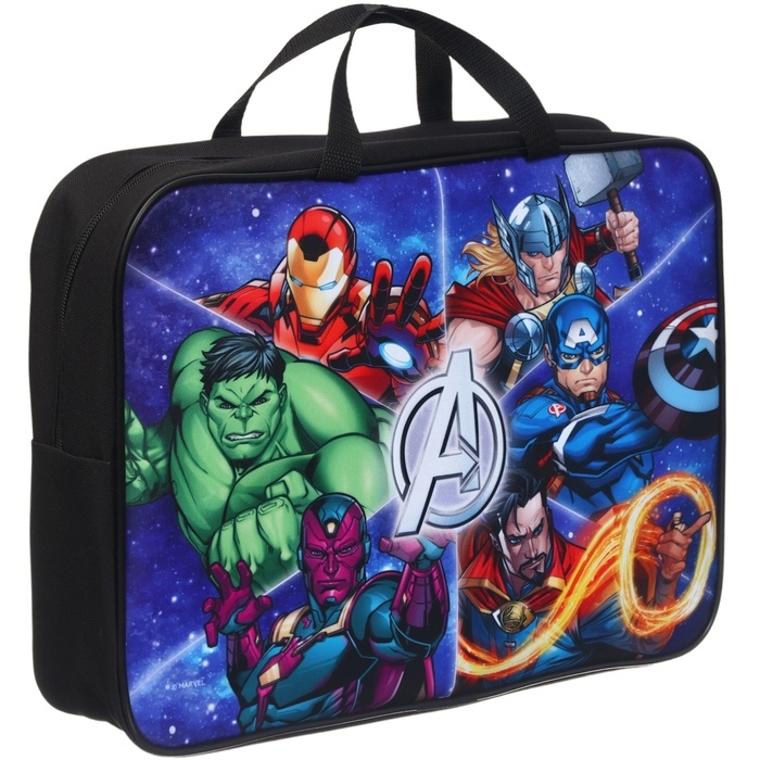 Папка с ручками текстильная А4, 350х270х100 мм, Мстители Папка с ручками текстильная А4, 350х270х100 мм, Мстители