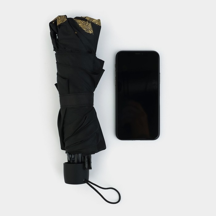 Зонт женский механический «Золотые перья», 8 спиц, d=95, цвет чёрный Зонт женский механический «Золотые перья», 8 спиц, d=95, цвет чёрный