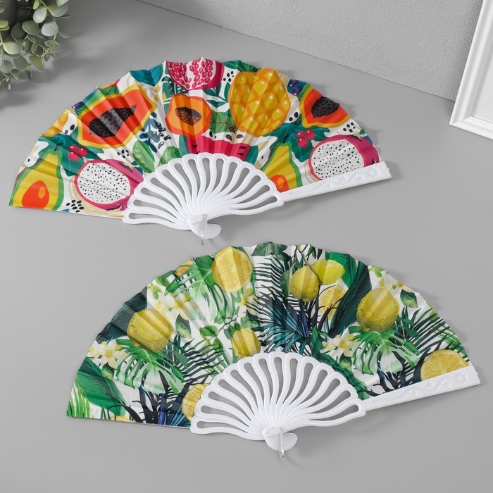 Веер пластик, текстиль  Веер пластик, текстиль "Летнее настроение" МИКС 23 см