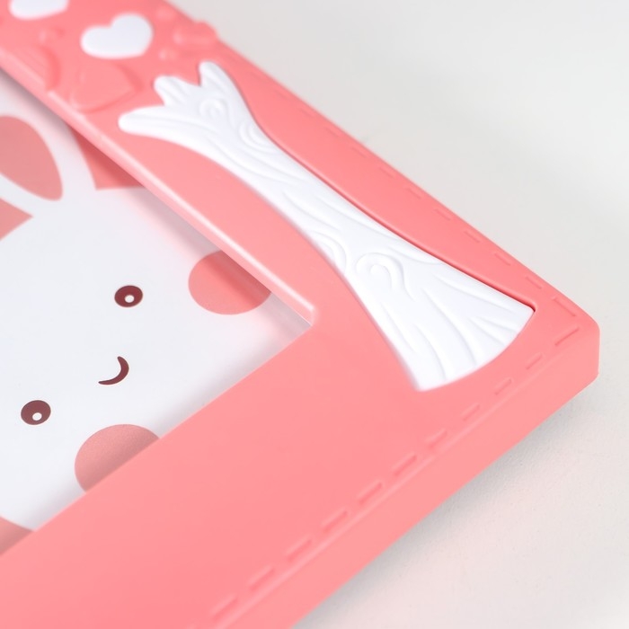 Фоторамка пластик 12х17 см  Фоторамка пластик 12х17 см "Зайчик с сердечным деревом" розовая 24х18,5 см