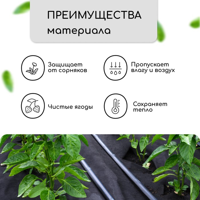 Материал мульчирующий, 10 × 1,6 м, плотность 80 г/м², спанбонд с УФ-стабилизатором, чёрный, Greengo, Эконом 30% Материал мульчирующий, 10 × 1,6 м, плотность 80 г/м², спанбонд с УФ-стабилизатором, чёрный, Greengo, Эконом 30%