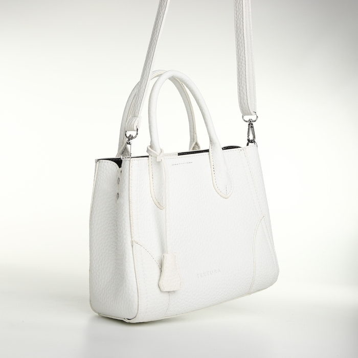 Сумка женская на молнии, TEXTURA, маленький размер, цвет белый Сумка женская на молнии, TEXTURA, маленький размер, цвет белый