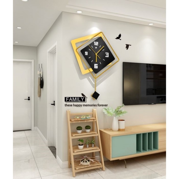 Часы настенные интерьерные, с маятником Часы настенные интерьерные, с маятником "Геометрия", бесшумные, 40 х 53 см