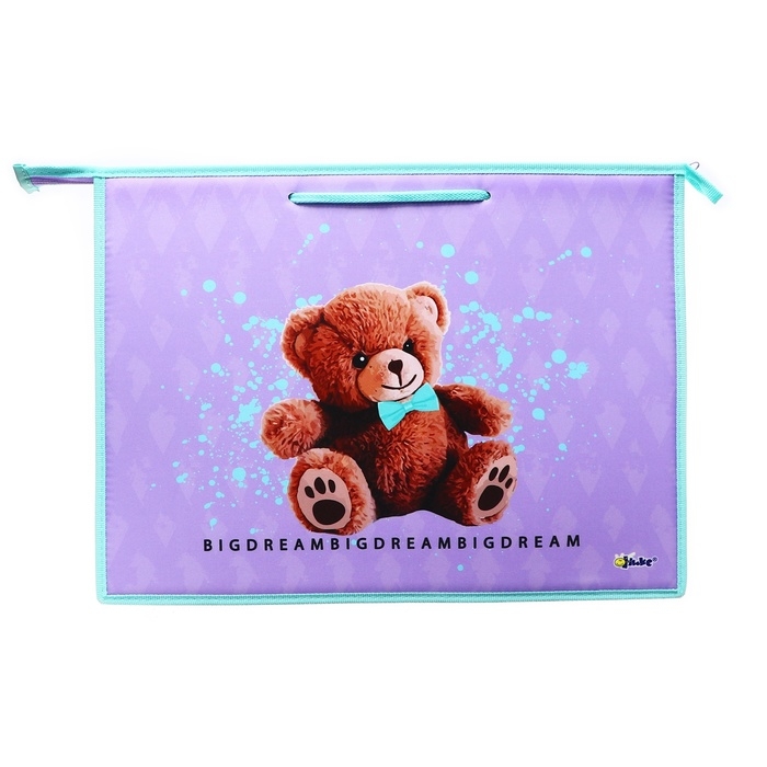 Папка для чертежей и рисунков A3, 470 х 345 х 50 мм, с ручками, пластик/текстиль, молния сверху, ПР 3 -20 "Милый мишка" 72692
