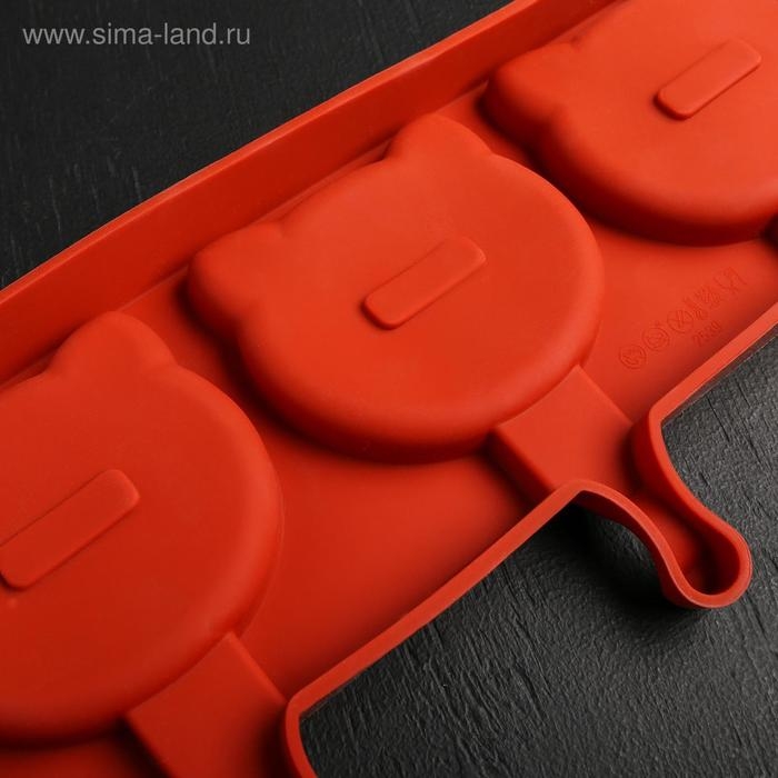 Форма для мороженого «Коты», силикон, 38×14,5×2,5 см, 4 ячейки, цвет белый Форма для мороженого «Коты», силикон, 38×14,5×2,5 см, 4 ячейки, цвет белый