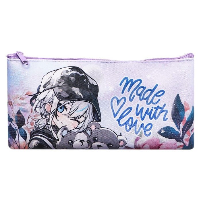 Пенал мягкий, 1 отделение, 108 х 205 мм, плоский, Calligrata ПМП 01-20 Пенал мягкий, 1 отделение, 108 х 205 мм, плоский, Calligrata ПМП 01-20 "Аниме" голубой