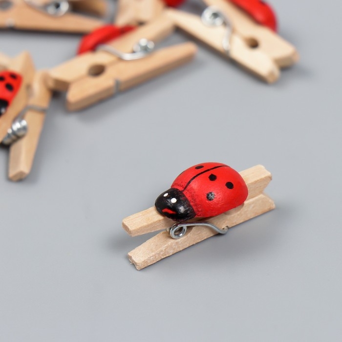 Декор для творчества дерево Декор для творчества дерево "Прищепка с божьей коровкой" (набор 10 шт) 2,6х1 см