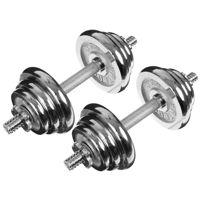 Набор гантелей сборных ONLYTOP 20 кг: 10 кг х 2 шт. Набор гантелей сборных ONLYTOP 20 кг: 10 кг х 2 шт.