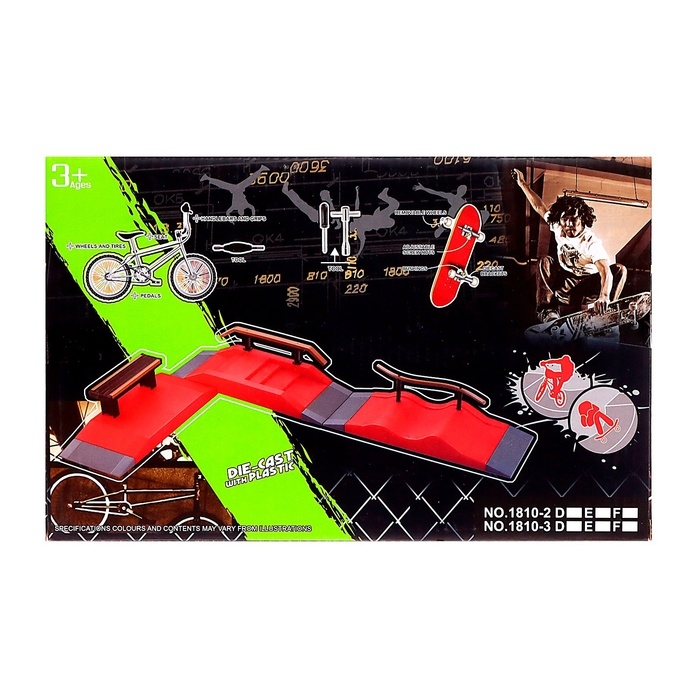 Набор скейт-парк «Трюк: скольжение», фингербайк с перилами на лесенках, цвета МИКС Набор скейт-парк «Трюк: скольжение», фингербайк с перилами на лесенках, цвета МИКС