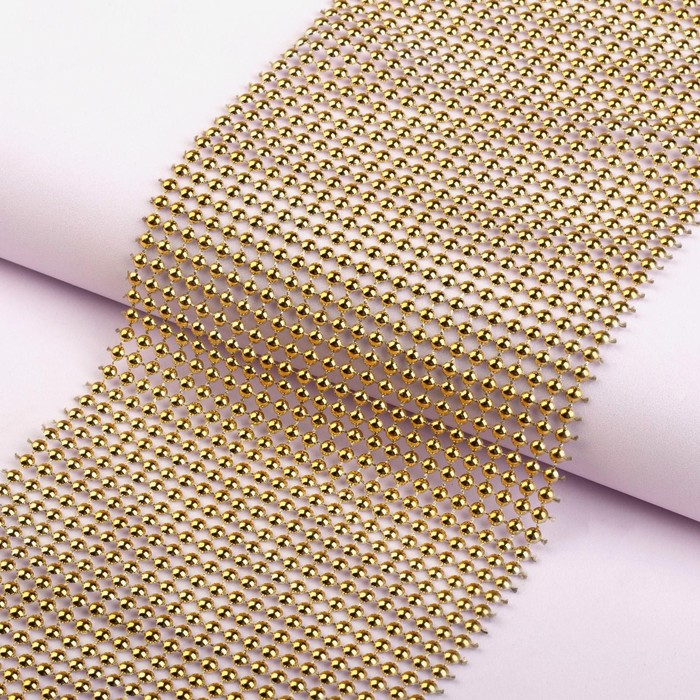 Лента с имитацией выпуклых страз, 11,5 см, 9 ± 1 м, цвет золотой Лента с имитацией выпуклых страз, 11,5 см, 9 ± 1 м, цвет золотой