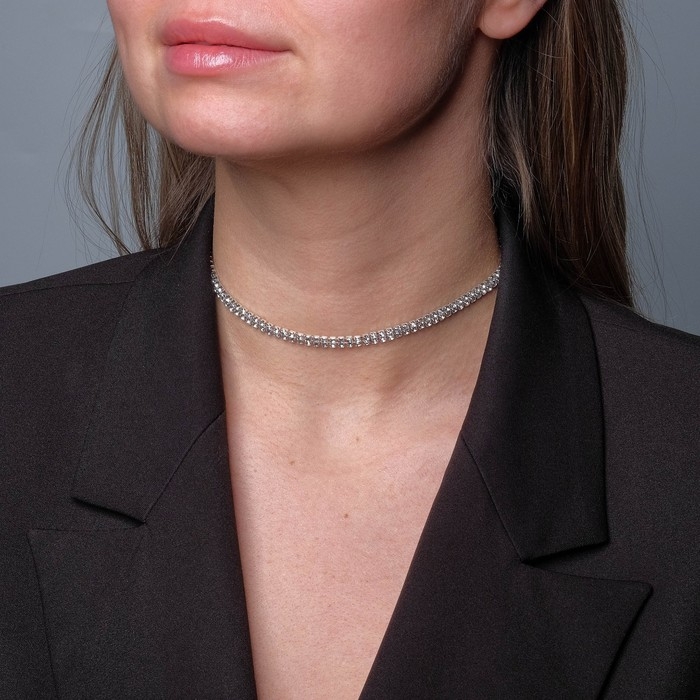 Чокер «Лёд» элегантный, цвет белый в серебре, 32 см Чокер «Лёд» элегантный, цвет белый в серебре, 32 см