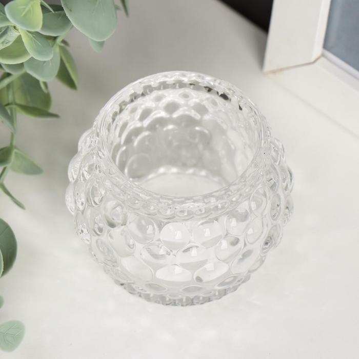 Подсвечник стекло на 1 свечу Подсвечник стекло на 1 свечу "Пузырьки на шаре" прозрачный 5х6х6 см