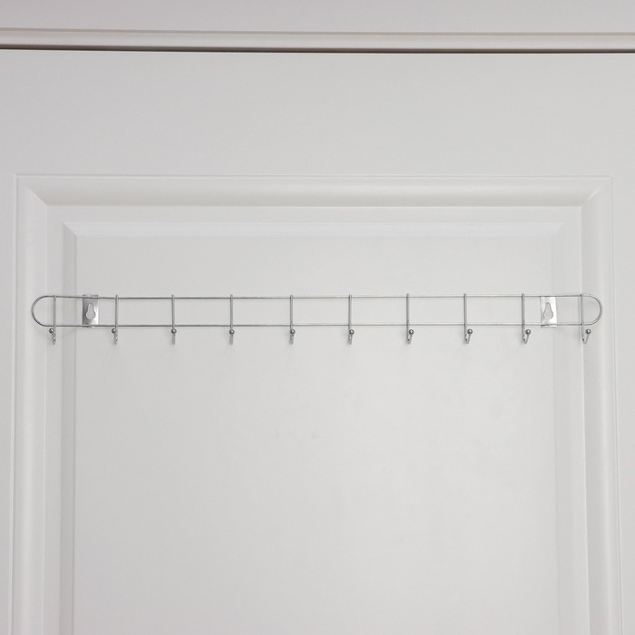 Вешалка настенная Доляна «Лето», 10 крючков, 55×5×3.5 см, хромированная Вешалка настенная Доляна «Лето», 10 крючков, 55×5×3.5 см, хромированная