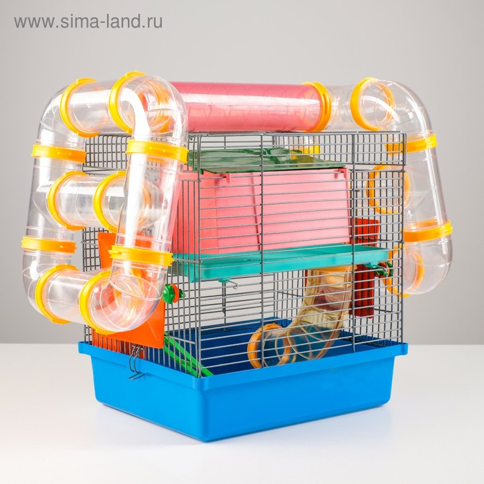Клетка для грызунов Мини, двухъярусная, с полкой, домом и микс лабиринтов Клетка для грызунов Мини, двухъярусная, с полкой, домом и микс лабиринтов