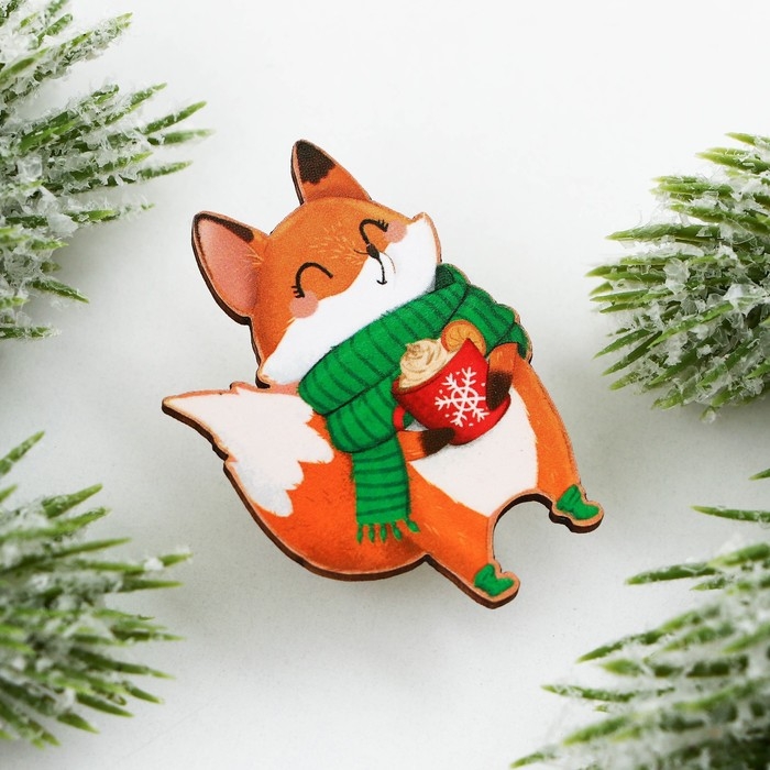 Значок в коробочке новогодний «Лисенок» на Новый год 2,7 х 4 см Значок в коробочке новогодний «Лисенок» на Новый год 2,7 х 4 см