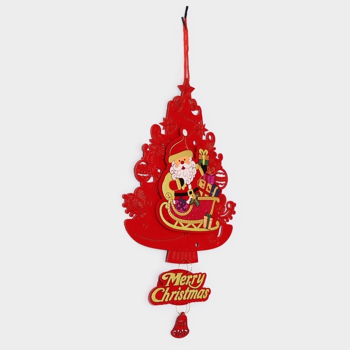 Декоративное украшение (подвеска)  Декоративное украшение (подвеска) "Новогодня ёлка с дед морозом" 40,5х25,5 см