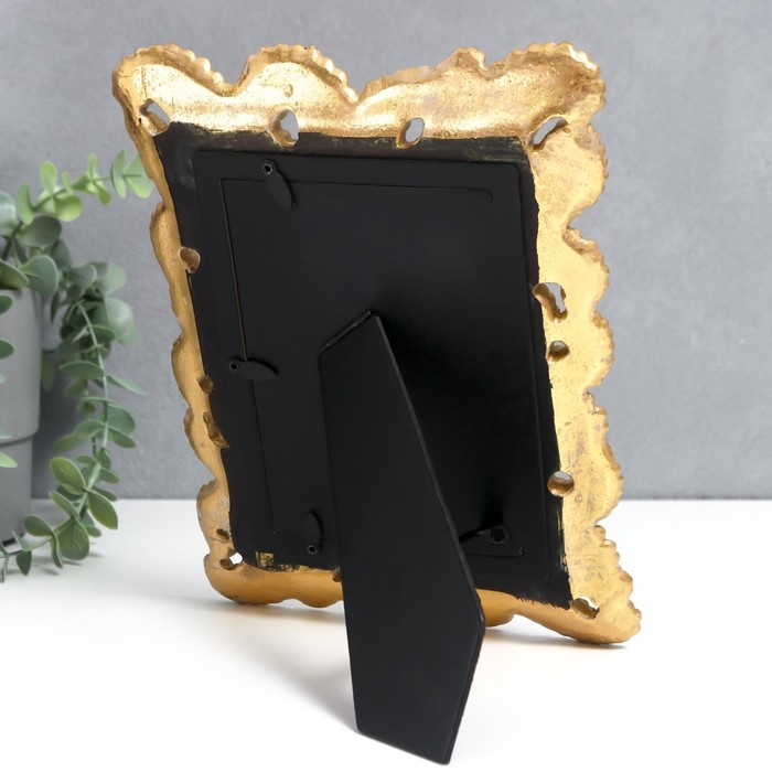 Фоторамка полистоун 10х15 см Фоторамка полистоун 10х15 см "Кружевные листья" золото 19х25,5 см