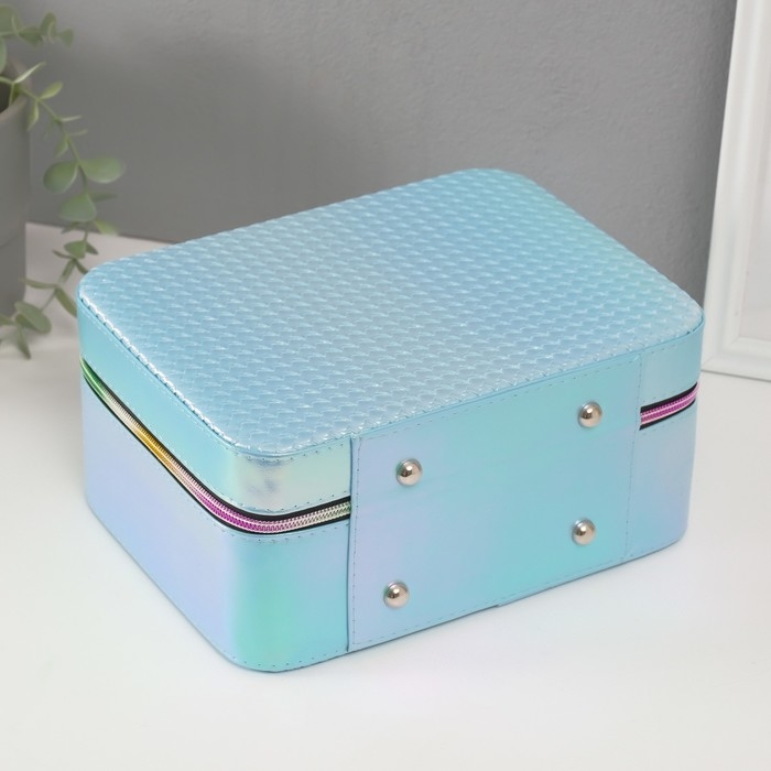 Шкатулка кожзам с зеркалом Шкатулка кожзам с зеркалом "Плетение" голубая н-р 3 шт 19,4х12,5х8 22х16х9 11,5х24,5х18,5 см