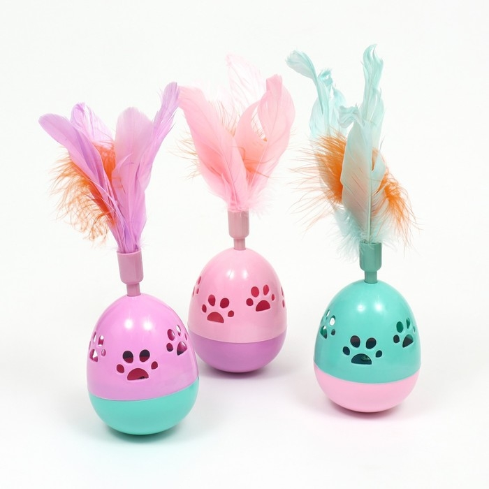 Игрушка-неваляшка  Игрушка-неваляшка "Перьевой фонтан" для кошек, 20 см, микс цветов