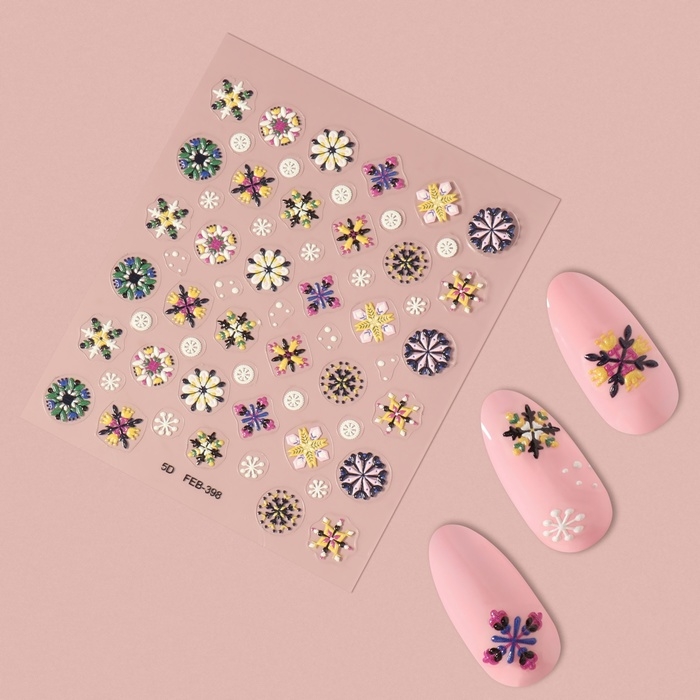 Наклейки для ногтей «Праздничное настроение», объёмные, разноцветные Наклейки для ногтей «Праздничное настроение», объёмные, разноцветные