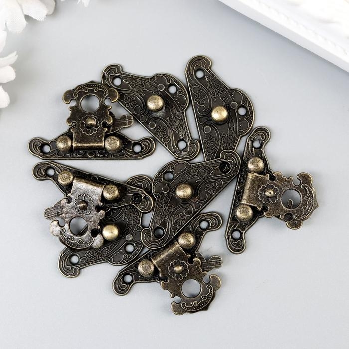 Замок металл для шкатулки Замок металл для шкатулки "Старинный" набор 4 шт 3,8х2,8х0,5 см