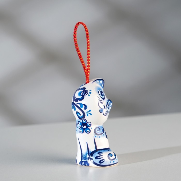 Сувенирный колокольчик  Сувенирный колокольчик "Котёнок"  № 2, гжель , 6 см
