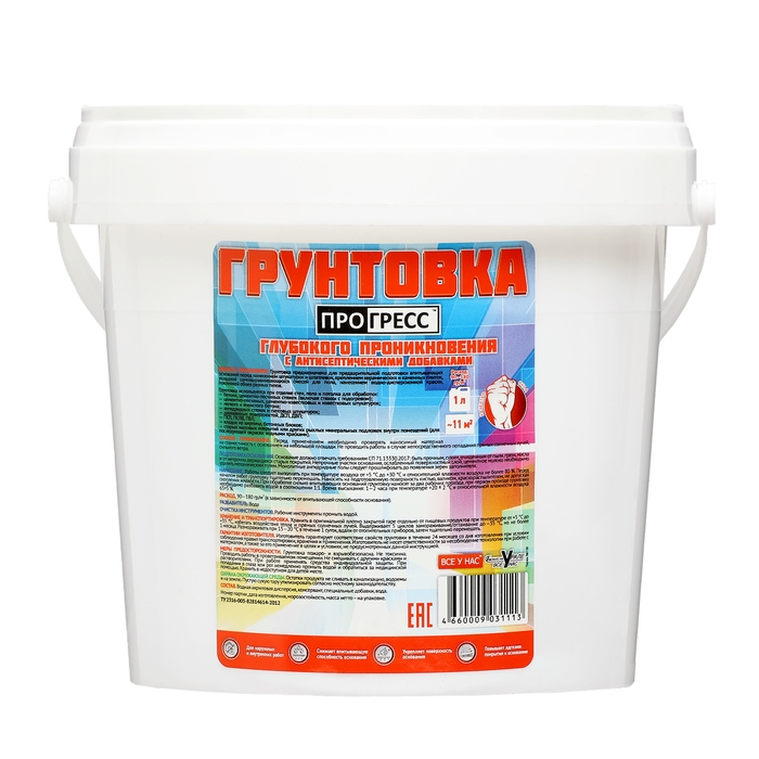 Грунтовка акриловая универсальная, глубокого проникновения Грунтовка акриловая универсальная, глубокого проникновения "ПРОГРЕСС" 1л