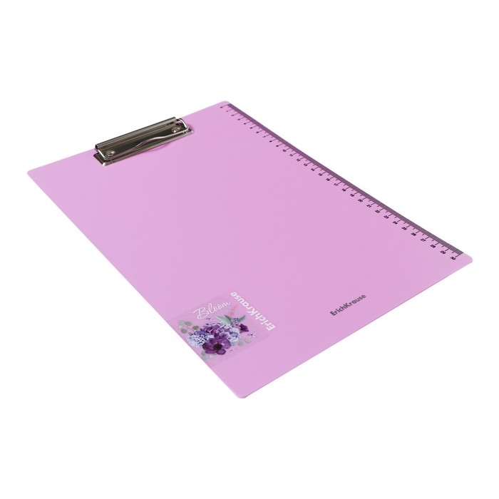 Планшет пластиковый с зажимом А4, ErichKrause Планшет пластиковый с зажимом А4, ErichKrause "Matt Pastel Bloom", шкала 30см, в пакете, МИКС