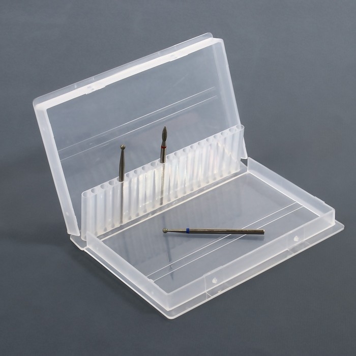 Органайзер для фрез, 20 отделений, 10 × 6,5 см, цвет прозрачный Органайзер для фрез, 20 отделений, 10 × 6,5 см, цвет прозрачный