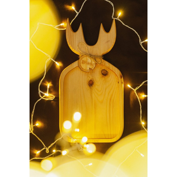 Доска разделочная авторская Adelica «Рога», 35×18×2,5 см, цельный массив кедра, цвет молочный