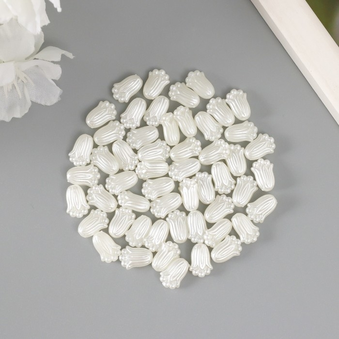 Бусины для творчества пластик Бусины для творчества пластик "Жемчужный ландыш" набор 60 шт белый 0,8х1,2х0,5 см