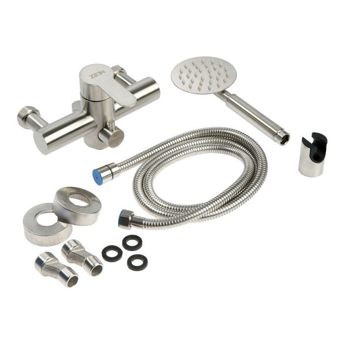 Смеситель для ванны ZEIN ZS2648, картридж керамика 35 мм, с душевым набором, нерж. сталь Смеситель для ванны ZEIN ZS2648, картридж керамика 35 мм, с душевым набором, нерж. сталь