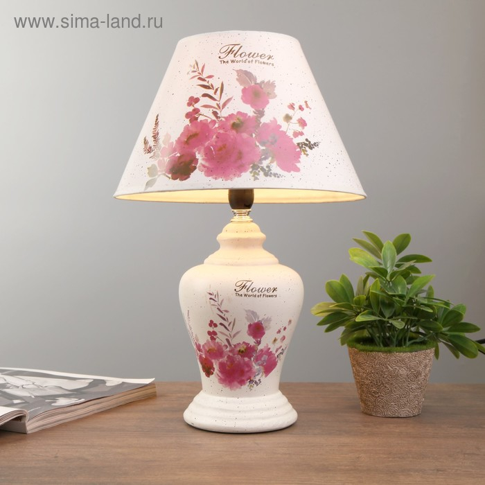 Лампа настольная "Цветочный букет" 1xE14 40вт белый 24х24х39,5 см RISALUX