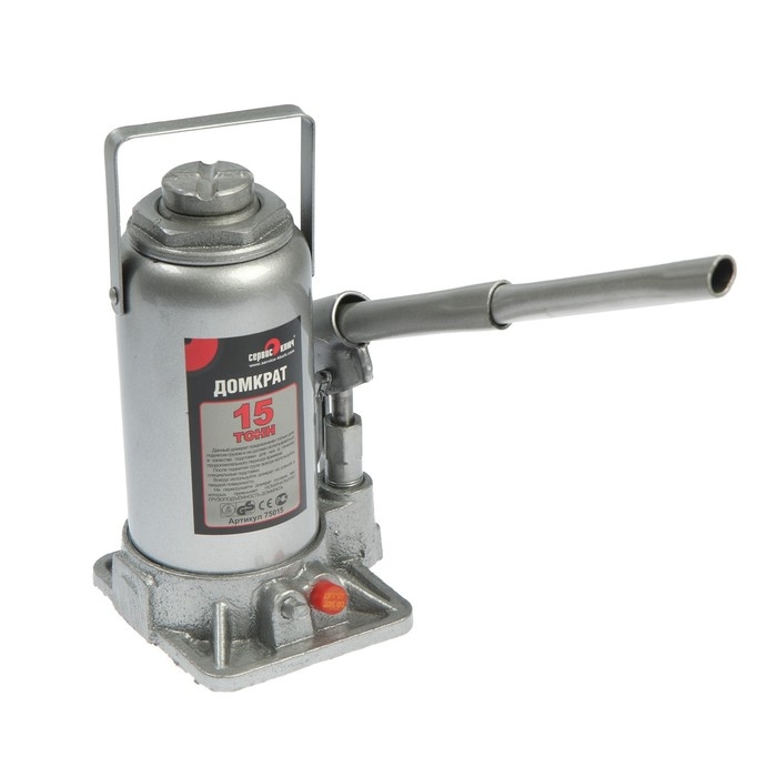 Домкрат гидравлический бутылочный  Домкрат гидравлический бутылочный "СЕРВИС КЛЮЧ" 75015, 15 т, 230-460 мм