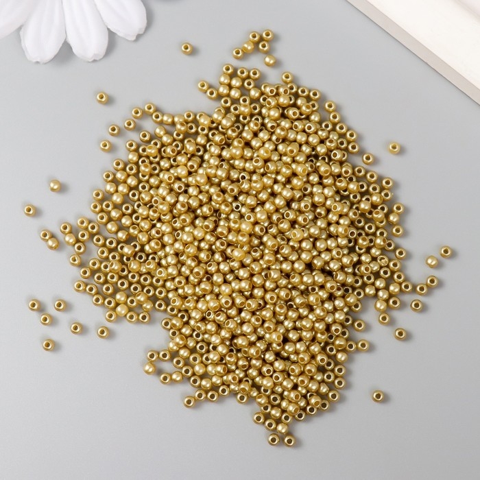 Набор бусин Набор бусин "Рукоделие" пластик, диаметр 3 мм, золотой