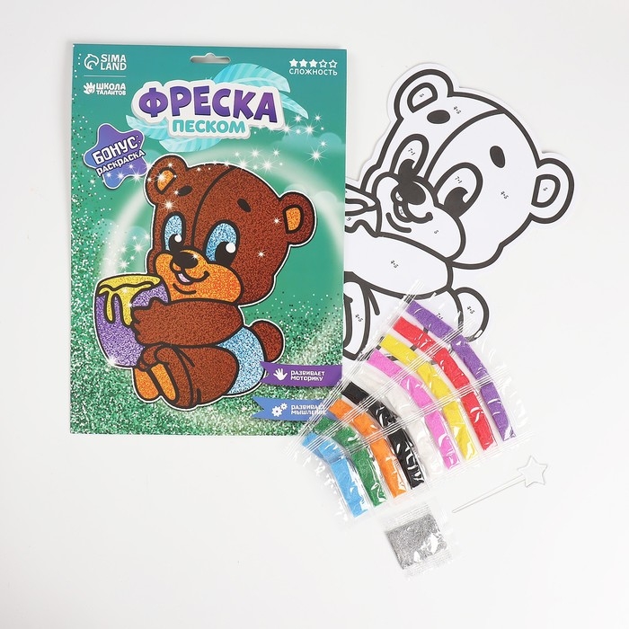 Фреска для самых маленьких «Мишка» + блёстки Фреска для самых маленьких «Мишка» + блёстки