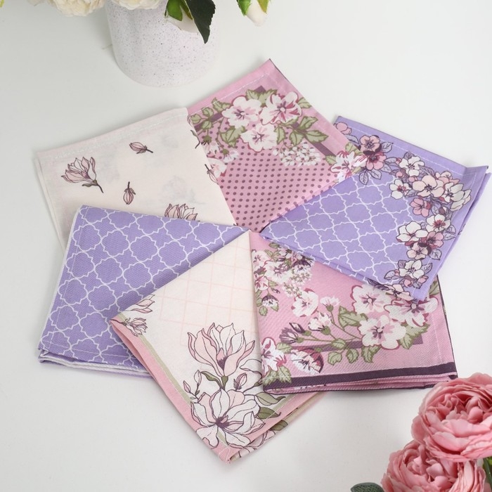 Платок носовой женский 28х28см, 6шт, рис 64094-1, МИКС, ситец 100г/м, хл100% Платок носовой женский 28х28см, 6шт, рис 64094-1, МИКС, ситец 100г/м, хл100%