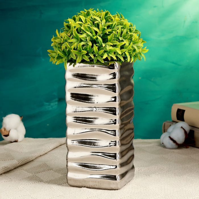 Кашпо - ваза  Кашпо - ваза "Кина" серебро, 9х9х20см