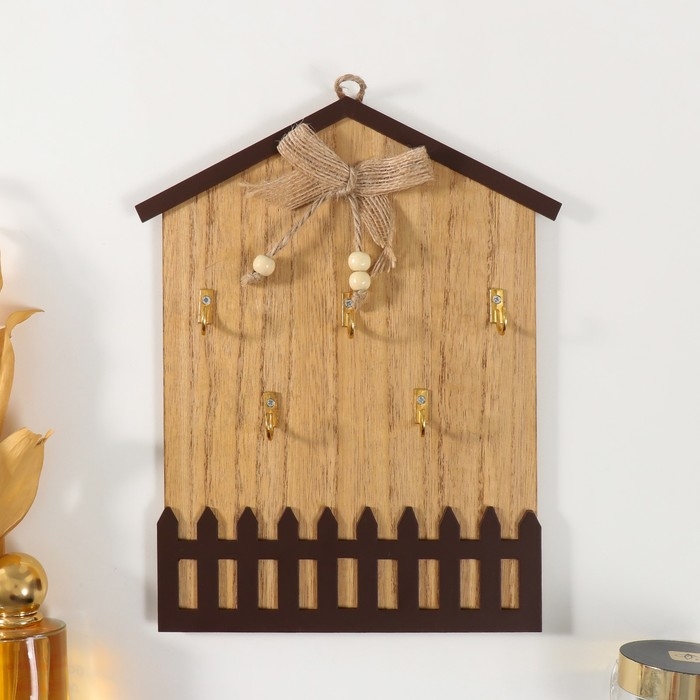 Крючки декоративные дерево Крючки декоративные дерево "Домик с бантом" 18х25 см