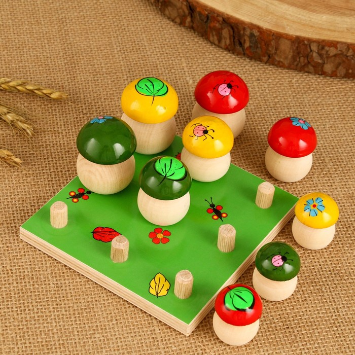 Набор для развития логики «Грибочки», 9 шт по 3-5 см, доска 12х12 см Набор для развития логики «Грибочки», 9 шт по 3-5 см, доска 12х12 см