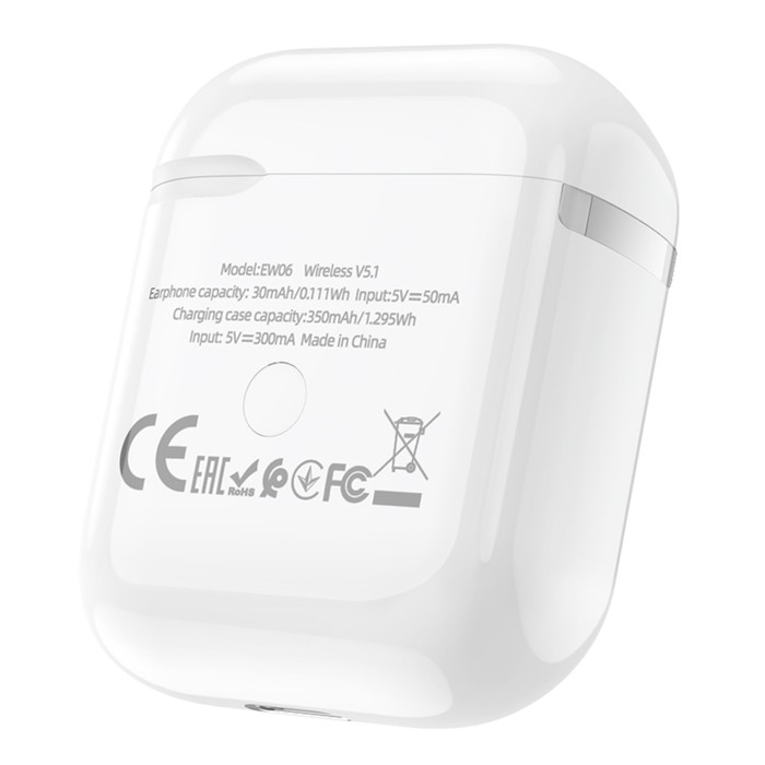 Наушники Hoco EW06, TWS, беспроводные, вкладыши, BT 5.1, 35/300 мАч, белые Наушники Hoco EW06, TWS, беспроводные, вкладыши, BT 5.1, 35/300 мАч, белые