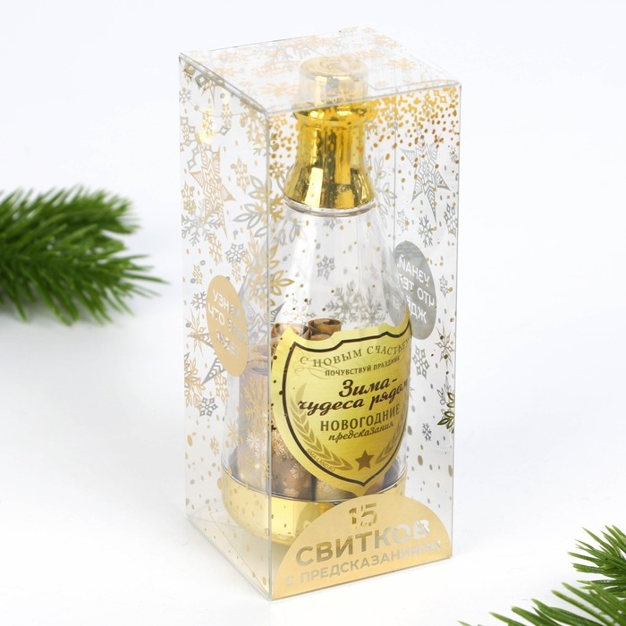 Новогодние пожелания в бутылке «Новый год: Зима - Время чудес», 15 свитков Новогодние пожелания в бутылке «Новый год: Зима - Время чудес», 15 свитков