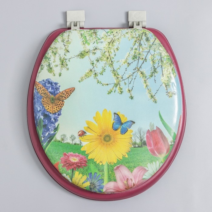 Сиденье для унитаза с крышкой,Росспласт,43 х 37 см, мягкое, цвет бордо, рисунок микс Сиденье для унитаза с крышкой,Росспласт,43 х 37 см, мягкое, цвет бордо, рисунок микс