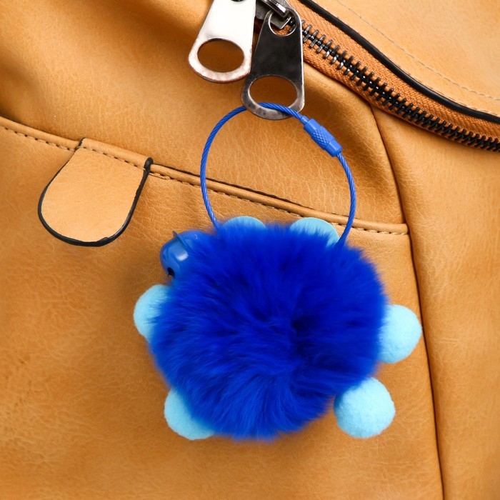 Пушистик на троссе с бубенчиком  Пушистик на троссе с бубенчиком "Чудик с голубыми ушками" ярко-синий 8 см