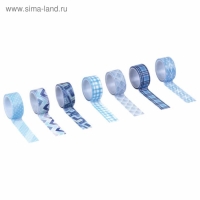 Клейкие WASHI-ленты для декора ОТТЕНКИ СИНЕГО, 15 мм х 3 м (набор 7шт) рисовая бумага