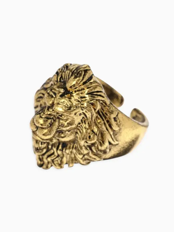 Кольцо &laquo;Перстень&raquo;, лев, цвет чернёное золото, безразмерное