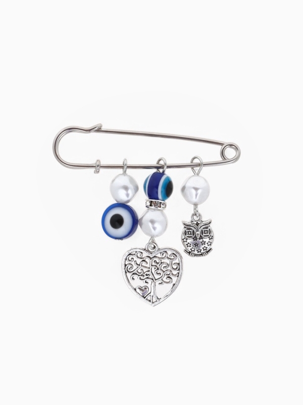 Булавка-оберег «Дерево семейного счастья», 5см, цвет синий в серебре