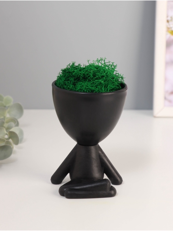 Кашпо пластиковое "Мистер Грин йог" 10,5*7,5*7,3 см черный